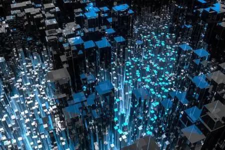 矢量插图3d渲染,富有科技感的创意立方体高低起伏的立方体构成的科技