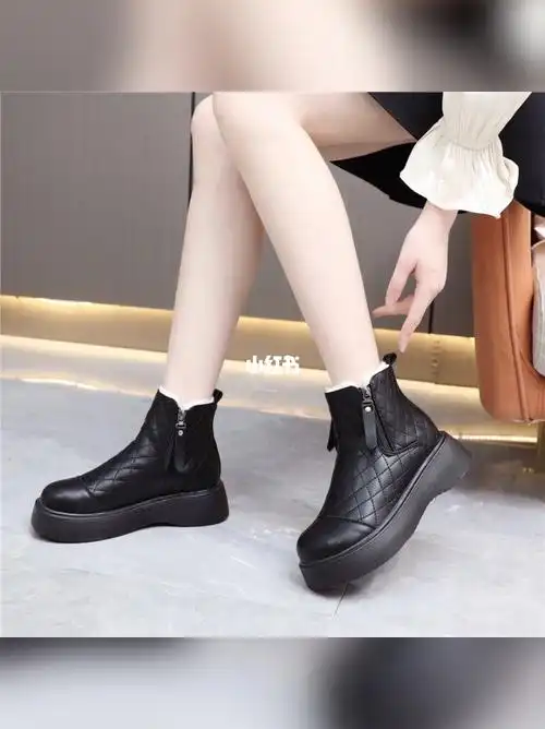 真皮特厚女士雪地靴2022秋冬新款加绒切尔西