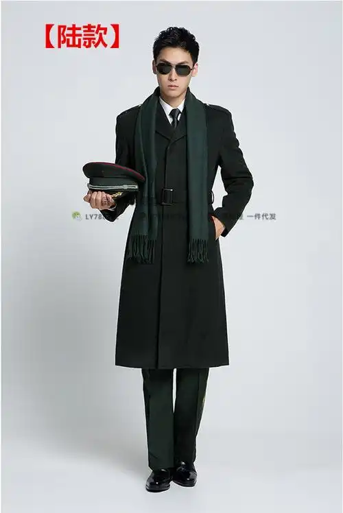 正品干部羊绒呢子大衣 绿色校尉长款常服大衣 军官妮子军大衣风衣