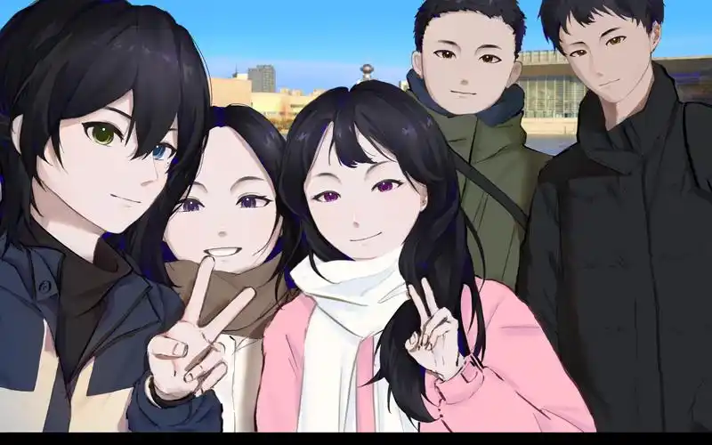 【绘画过程】跟亲友拍的合照糊了,于是我画了一张.