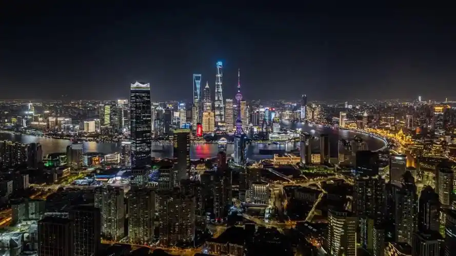 4k航拍上海陆家嘴夜景延时视频素材