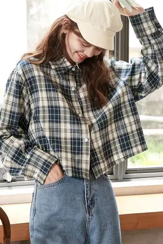 衬衫女秋季格子