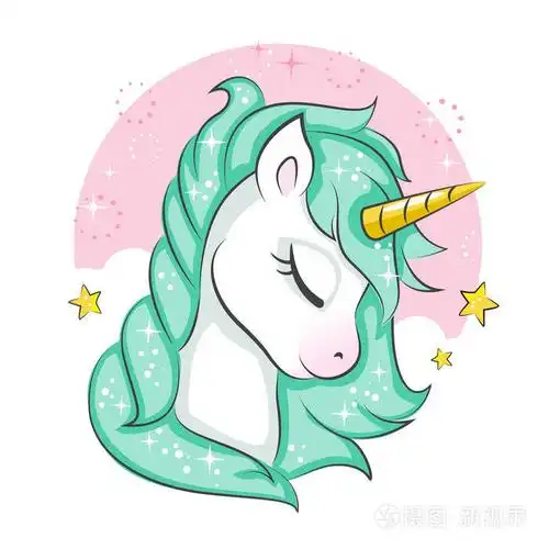 独角兽在白色背景上隔离的矢量设计打印t恤或贴纸儿童浪漫手绘插图