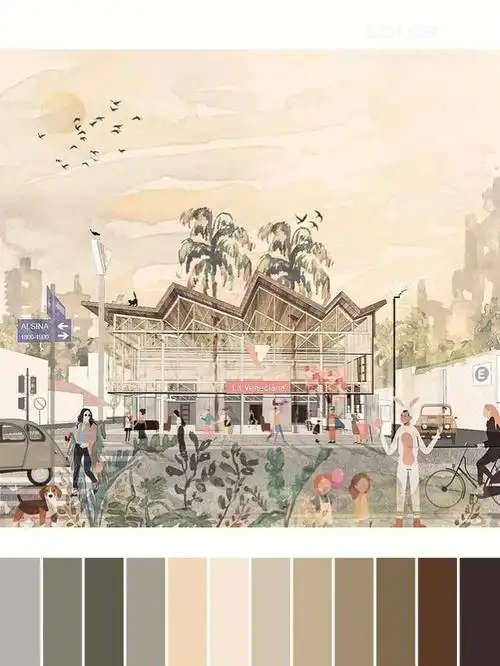 设计灵感165建筑设计水彩风格色卡