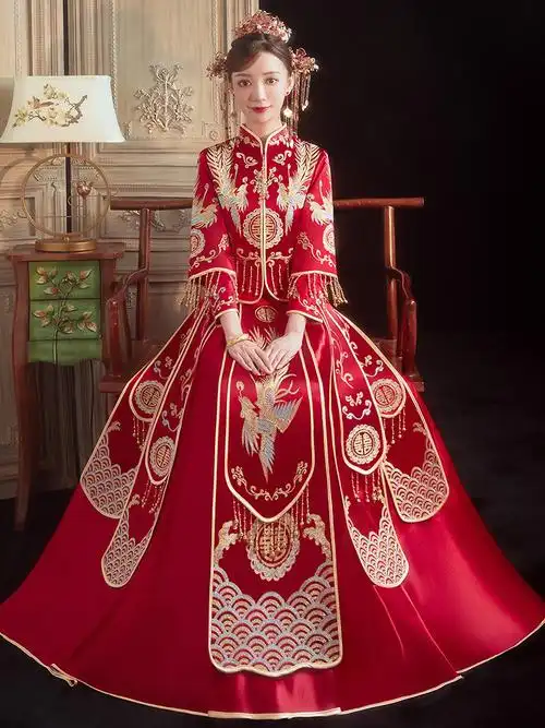 秀禾服2022年新款新娘结婚敬酒服龙凤褂嫁衣中式婚纱显瘦出阁服春