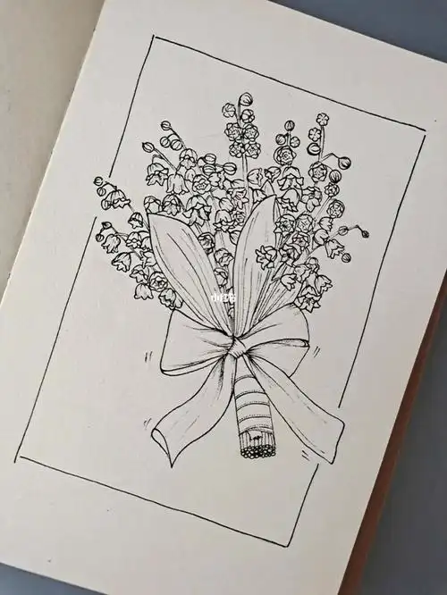 临摹线条画铃兰