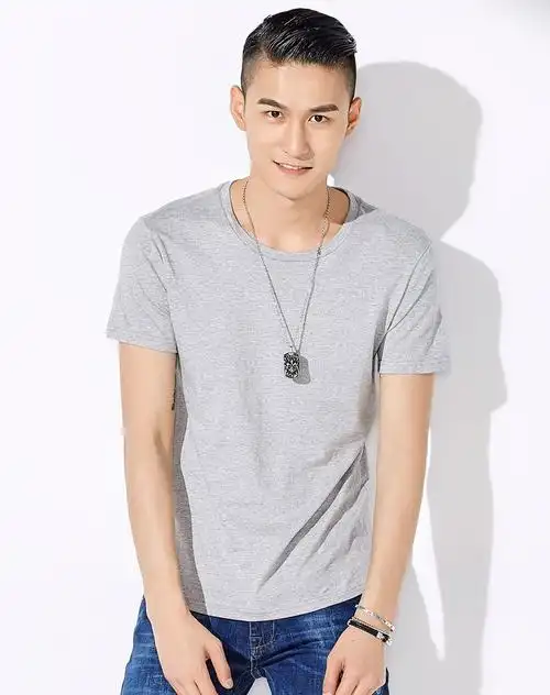 简约纯色纯棉休闲圆领舒适基础打底男士短袖t恤黑色