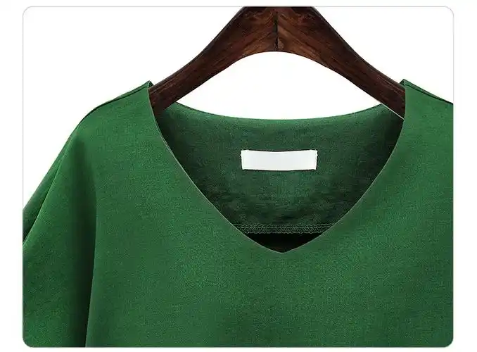 夏天圆领衬衫亚麻布束腰上衣v领大蝴蝶结蝙蝠翼领带松