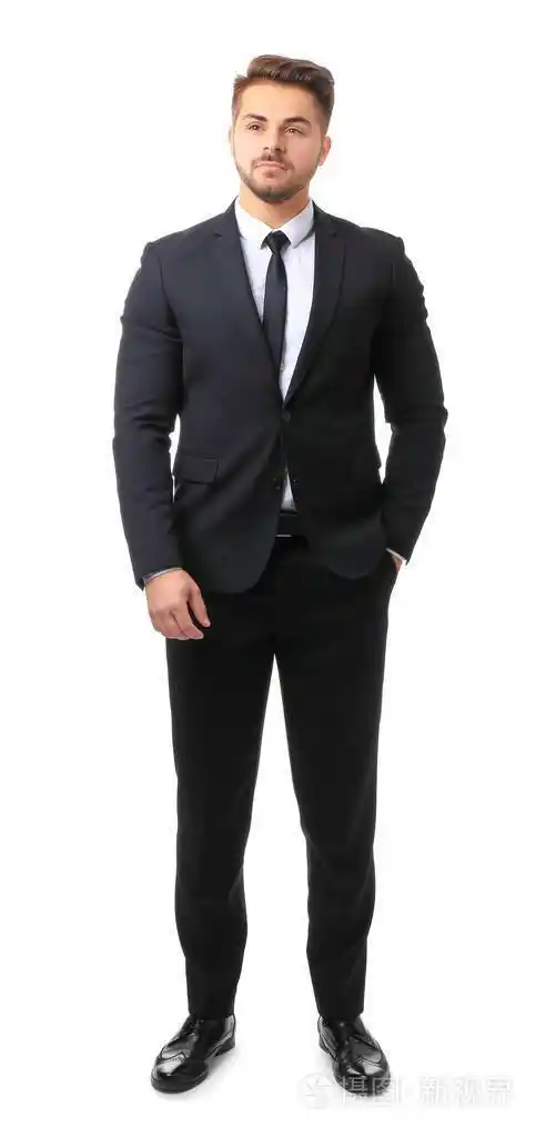 在白色背景的正式西装英俊的人