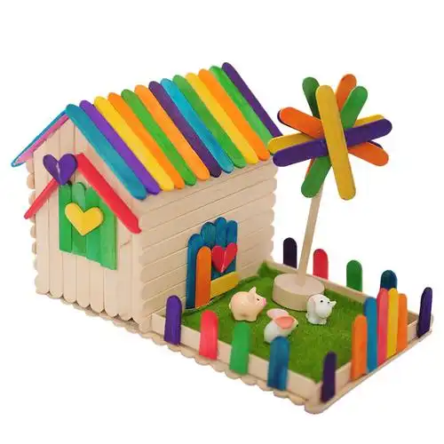 府离玩具专营店的优惠券大全—雪糕棒儿童diy手工制作 模型小屋房材料