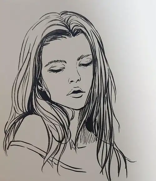 我看着人物照片用墨练习画画了.