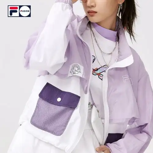fila fusion斐乐潮牌2021夏新品女款梭织上衣t11w128703f