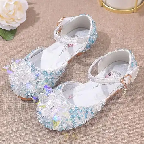 韩版女童公主鞋凉鞋2024新款学生舞蹈演出儿童水晶鞋女孩子高跟鞋
