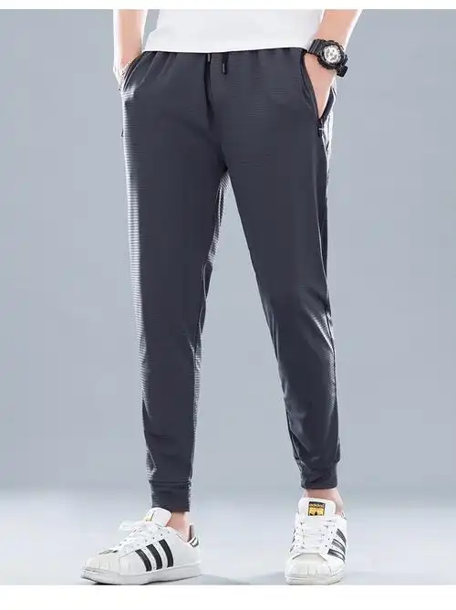 冰丝夏天长裤子男士休闲裤夏装夏季超薄款宽松紧空调工作 712-p45