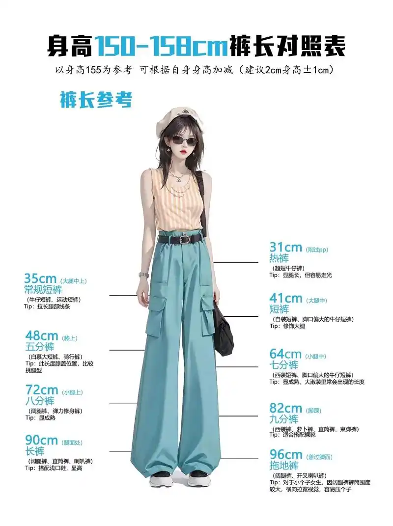 150-158身高衣长 裙长 裤长对照.#衣长对照#裙长对照 - 抖音
