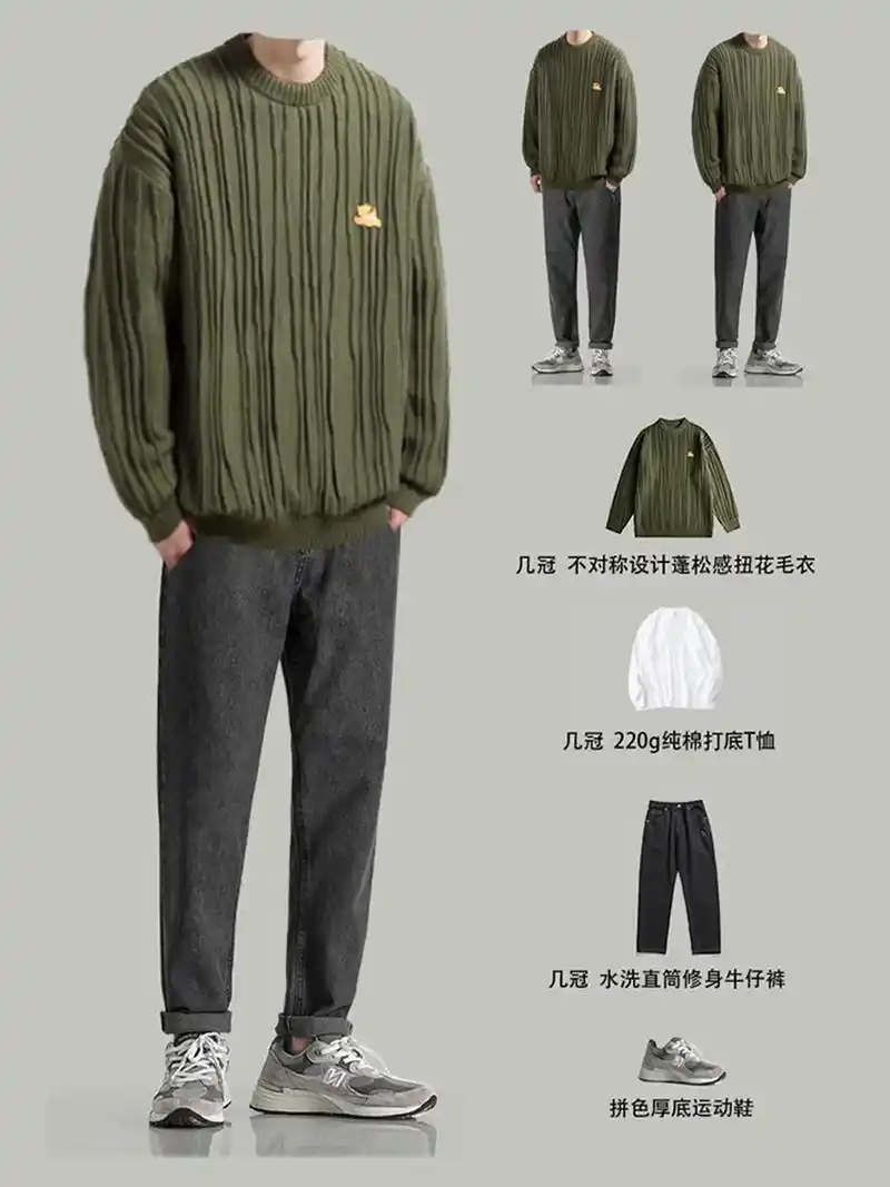 男生冬季毛衣搭配合集.模特身高/体重:176cm/66kg( - 抖音