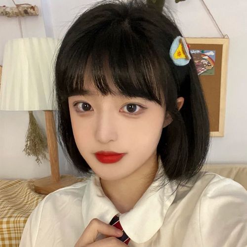 假发女短发自然少女空气刘海短直发bobo头逼真修脸学生有全头套式
