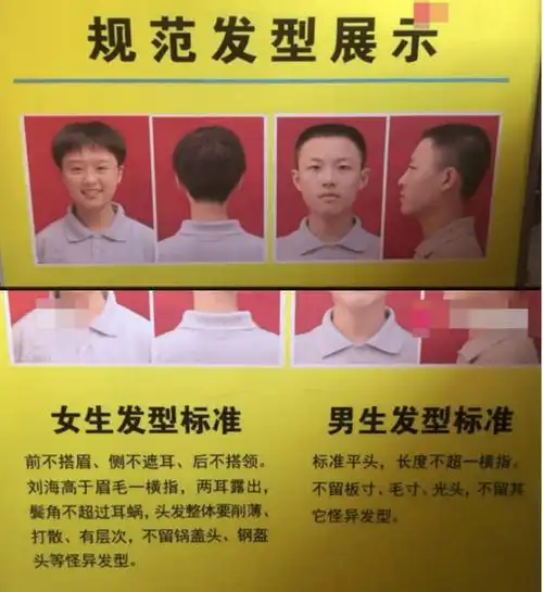 学校要求中学生统一发型,男女都有标准,女生哭了:"太丑了"_校规_头发