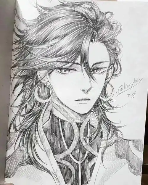 动漫人物手绘,发型画得好细致,每一张都喜欢