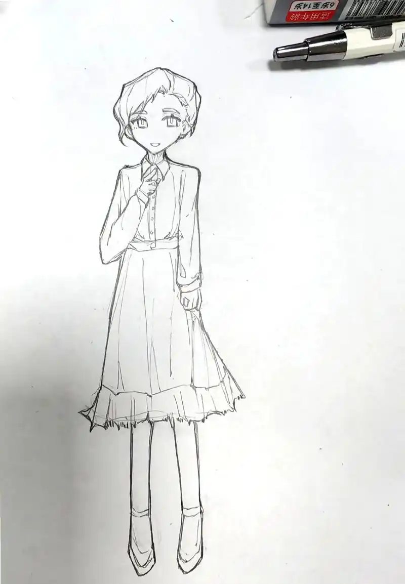 速画一下今天穿长裙的惠子