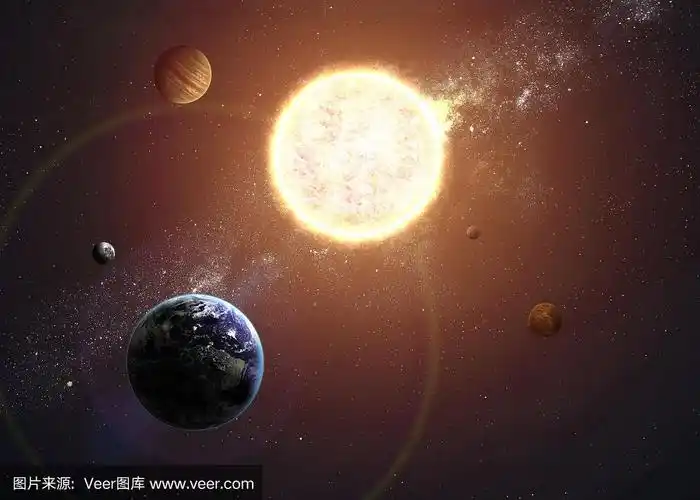 太阳系的插图显示行星围绕太阳