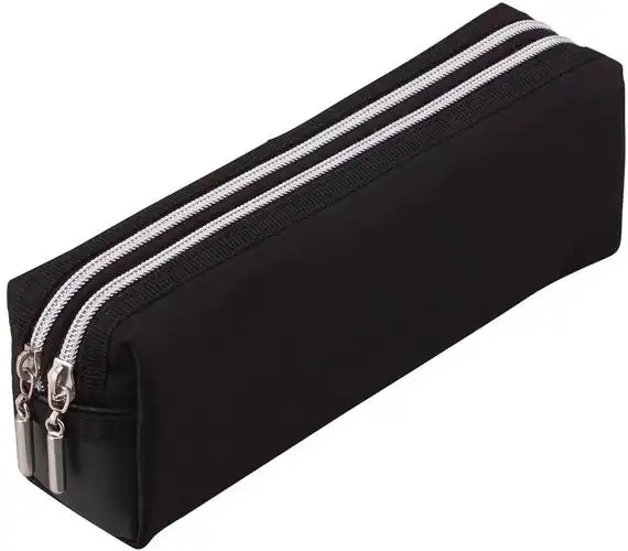 藤井 双拉链笔袋 大 黑色fy279b