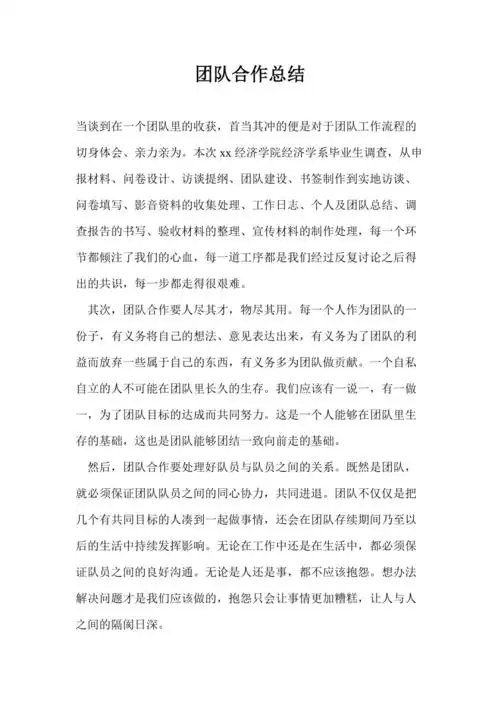 团队合作总结