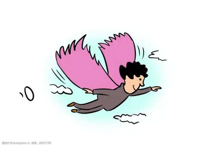 带翅膀飞翔的男人