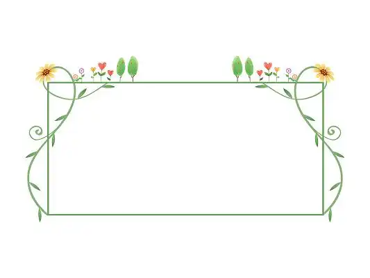 小清新边框小草小花线条png素材