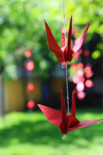 阳光下的千纸鹤