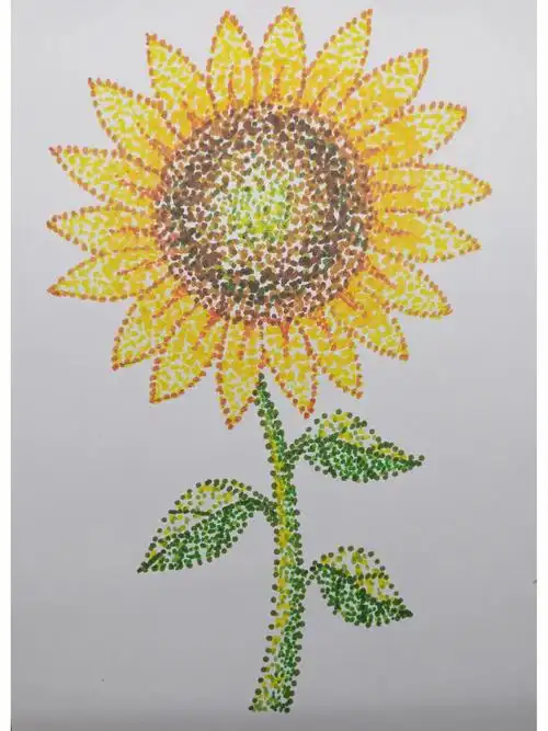 少儿点彩画向日葵#向日葵  #点彩画  #点彩
