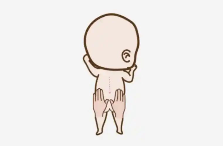 1.来回掌擦法:两手在宝宝背部从前而后来回按摩