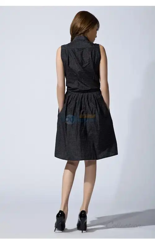 太平鸟collection夏季女装前系带连衣裙al1020113 黑色 xl