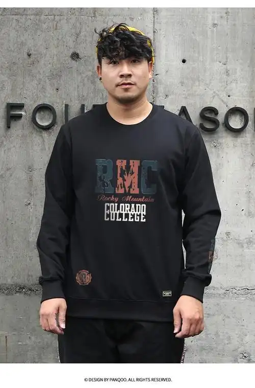 肥仔上衣外套男士休闲肥佬打底衫 【加绒】rmc黑色 4xl(210-250斤)