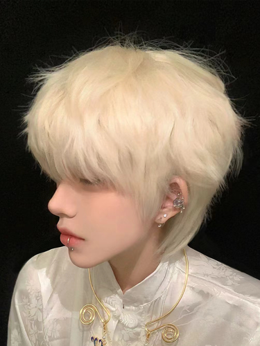 新品假发齐男少年感短发日海常帅气白金色刘碎发盖头新中式发型整