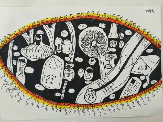 眼睛里的世界创意线描