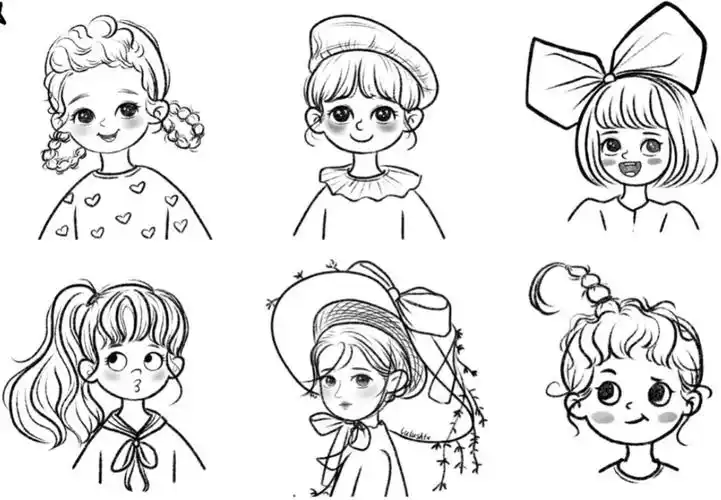 q版简笔人物画法参考临摹素材