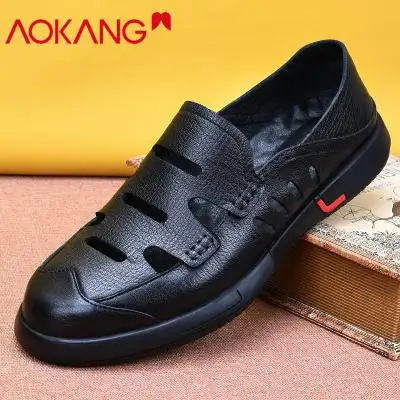 奥康(aokang)2021新款男士凉鞋夏季外穿真皮休闲皮凉鞋软底软皮全牛皮