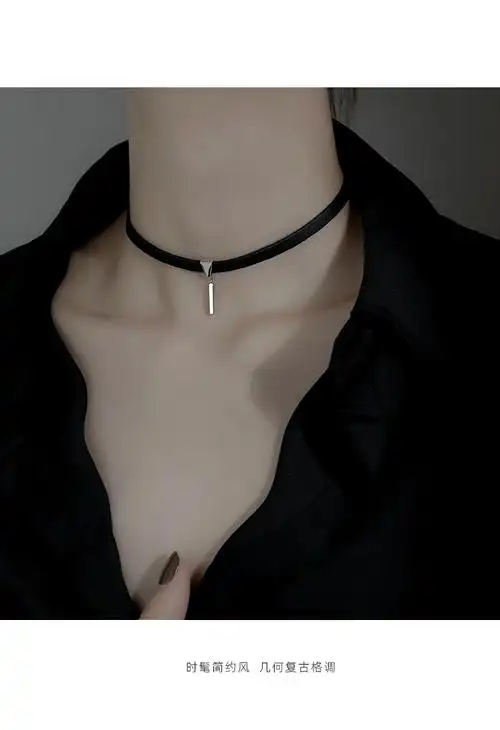 chocker颈链项圈女脖子饰品choker黑色锁骨链颈带项链女潮网红 锆石