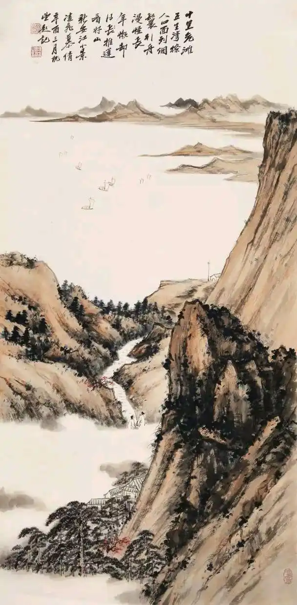 慕凌飞山水画精品,能看出有张大千的影子吗?