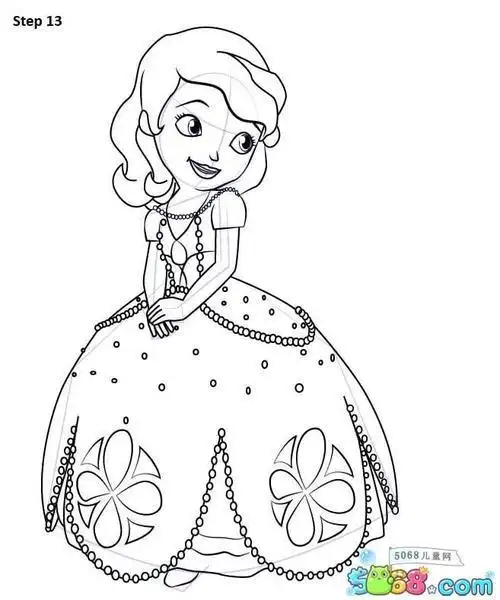 苏菲亚公主简笔画涂色 简笔画图片大全-蒲城教育文学网