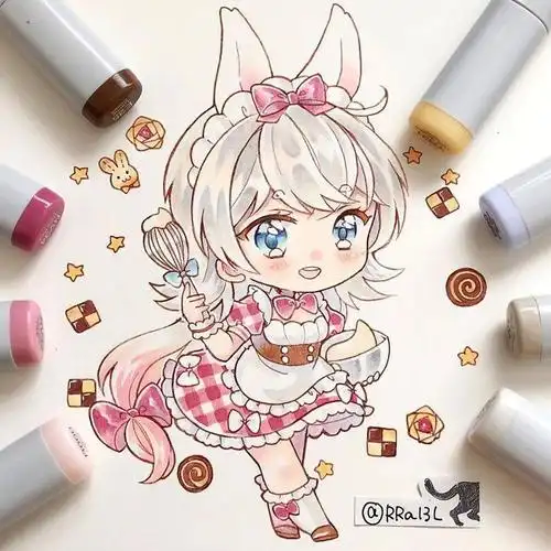 马克笔手绘丨超可爱q版小萝莉动漫手绘