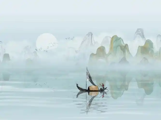 5张水墨山水新中式背景古风背景素材