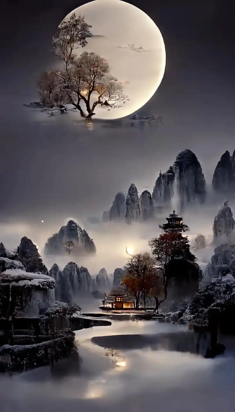 用你现有的文化描述此景#国风古韵 #人间仙境美如画 #古风 - 抖音