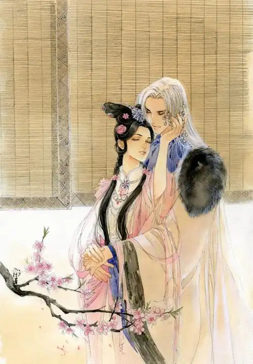 古风,恋人,少女,少年,插画心有灵犀一点通