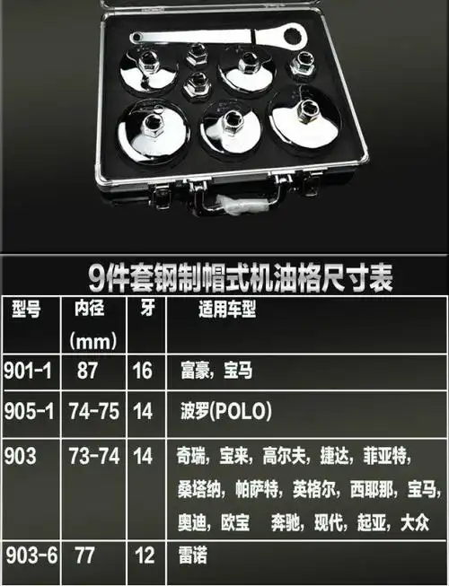 定制适用钢制帽式机油格扳手油滤拆装滤芯套装工具滤清器汽车机油换机