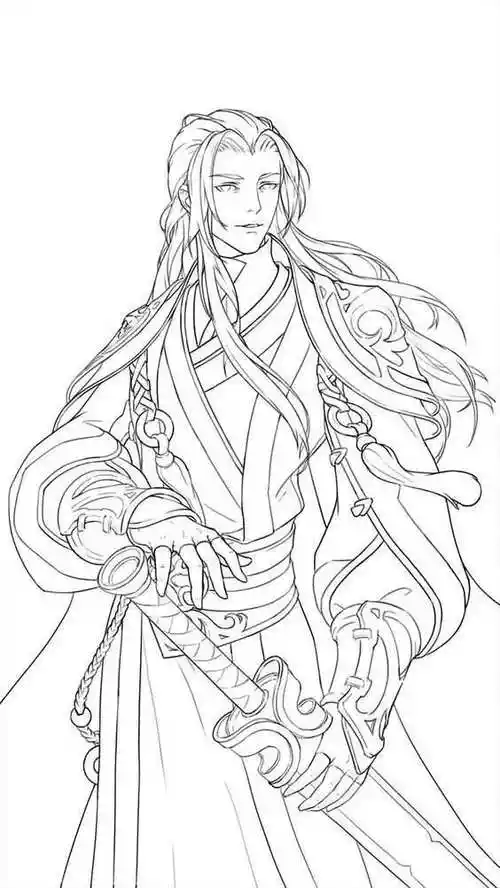 古风男子手绘线稿,临摹学画