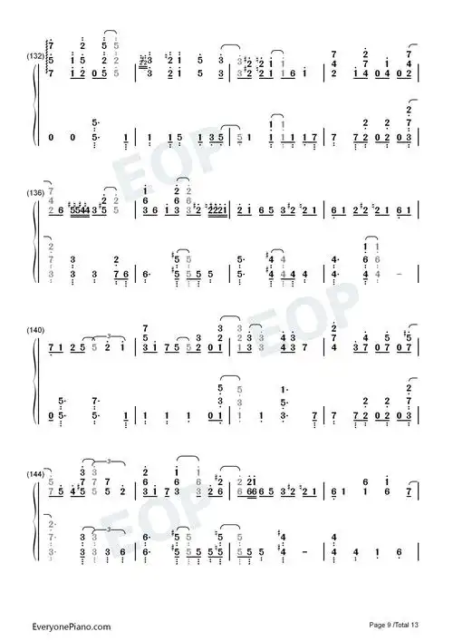 fire◎flower-镜音レン双手简谱预览9