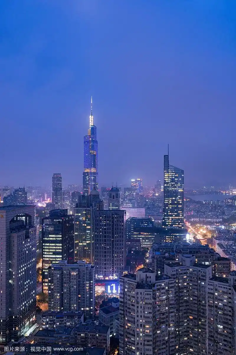 鸟瞰南京城市夜景风光