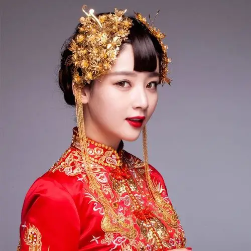 范冰冰同款古装新娘发饰二件套 秀禾服龙凤褂配饰-picture0